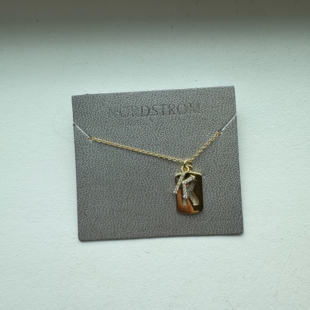 Gold Initial Pendant Necklace - K